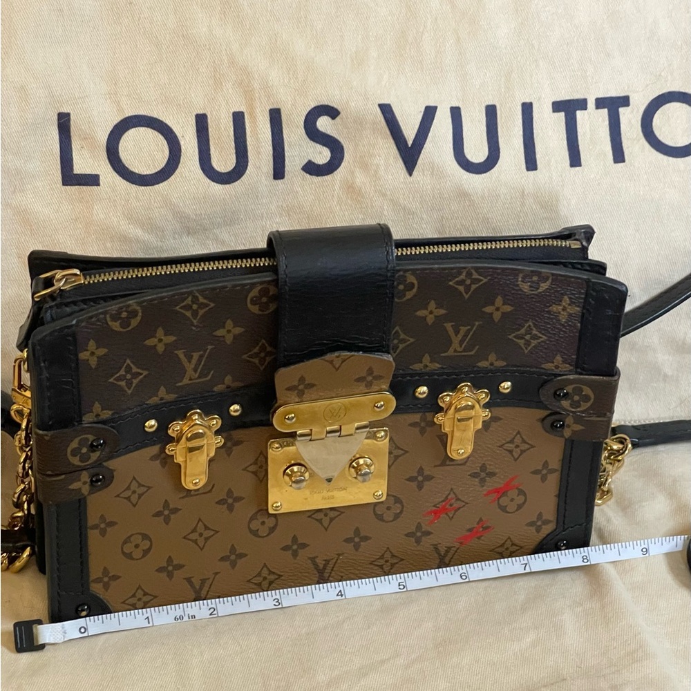 Authentic like new Louis Vuitton reverse monogram trunk crossbody Brown& Black - Picture 11 of 15